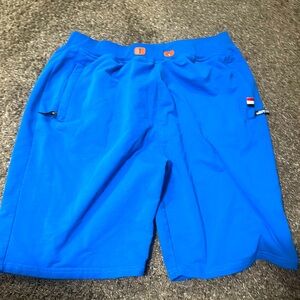 Simple Cotton Blue Shorts w/ Pockets, Size 40-42 - Elastic Waistband
